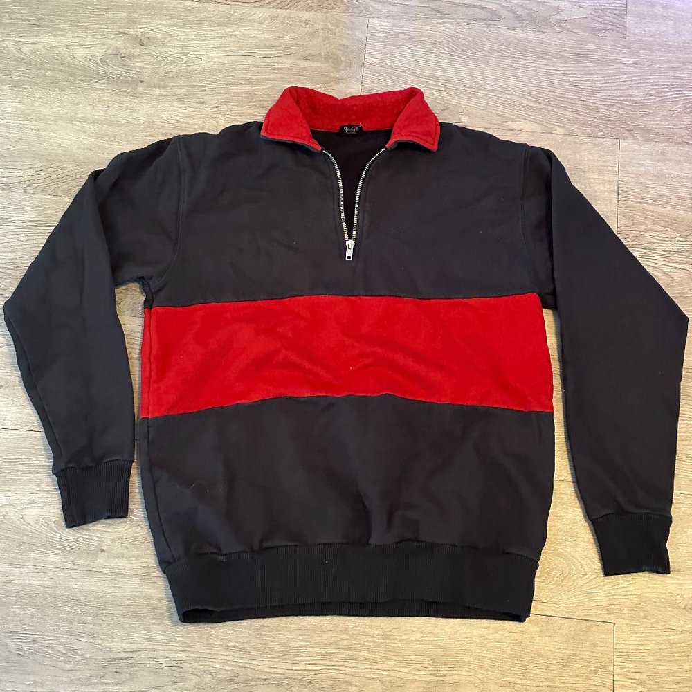 Navy and Red J. Galt Quarter Zip Pullover Sweatshirt